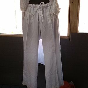 Linen wide leg pants